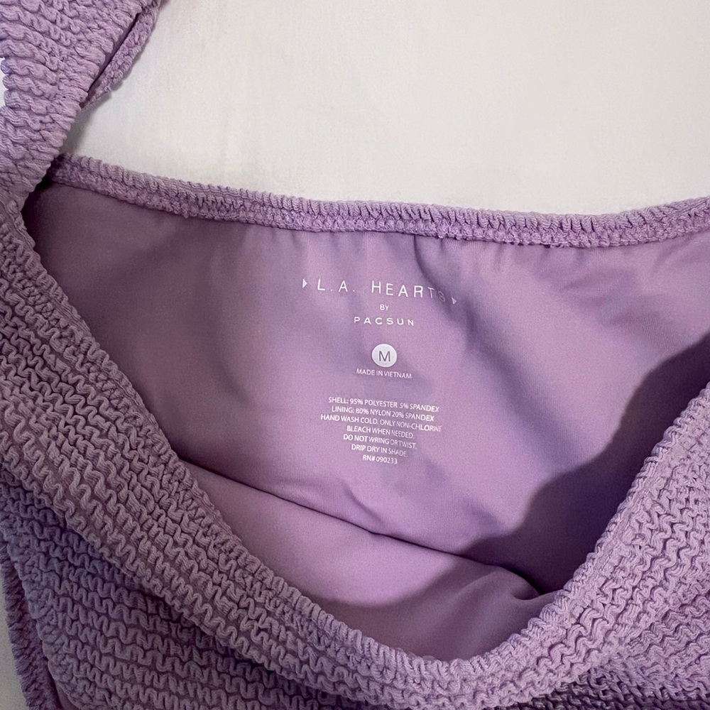 LA hearts purple bikini